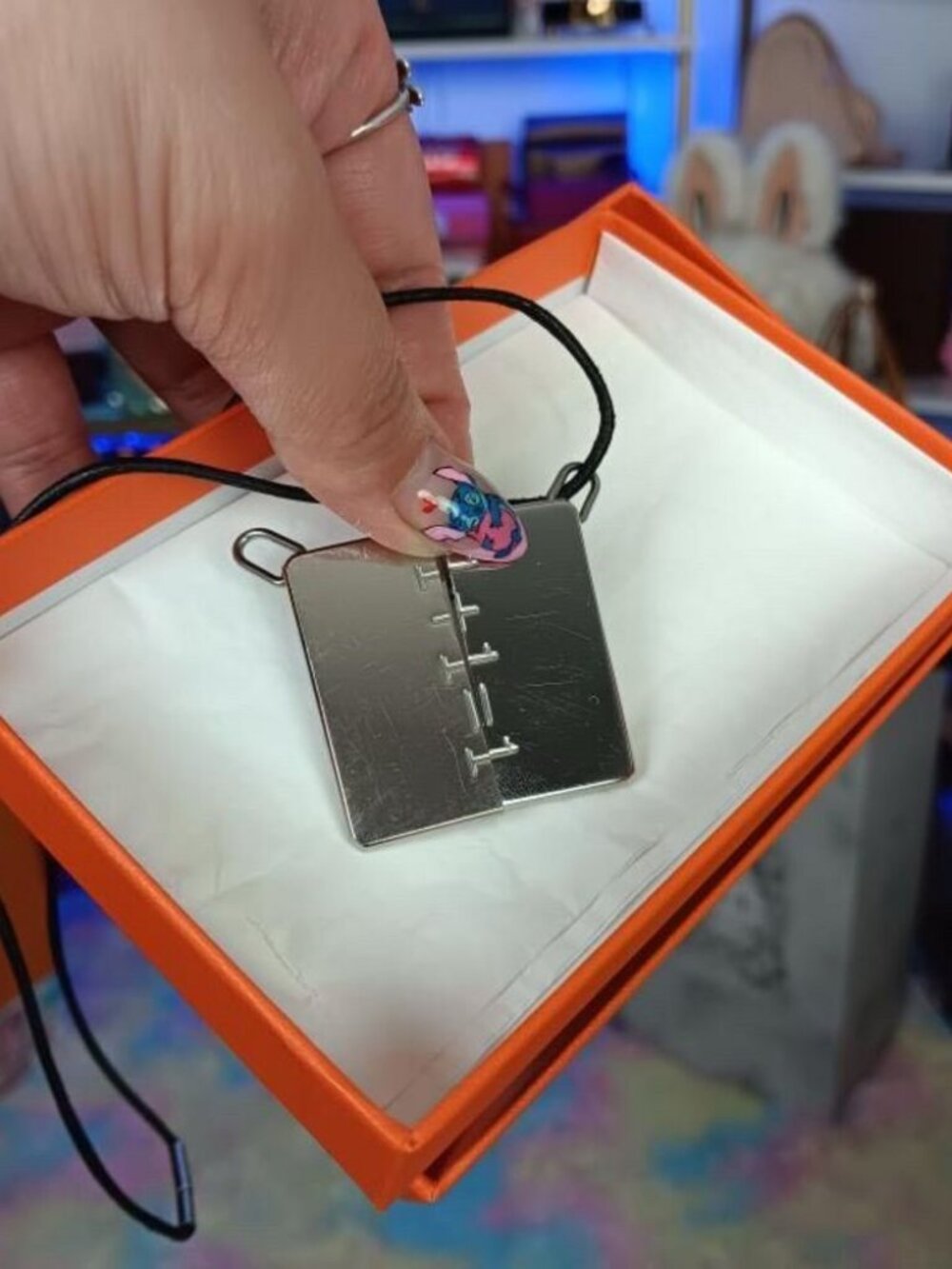 Hermès Hermes Black 1+1+1 pendant necklace Silver plated Couples Friendship